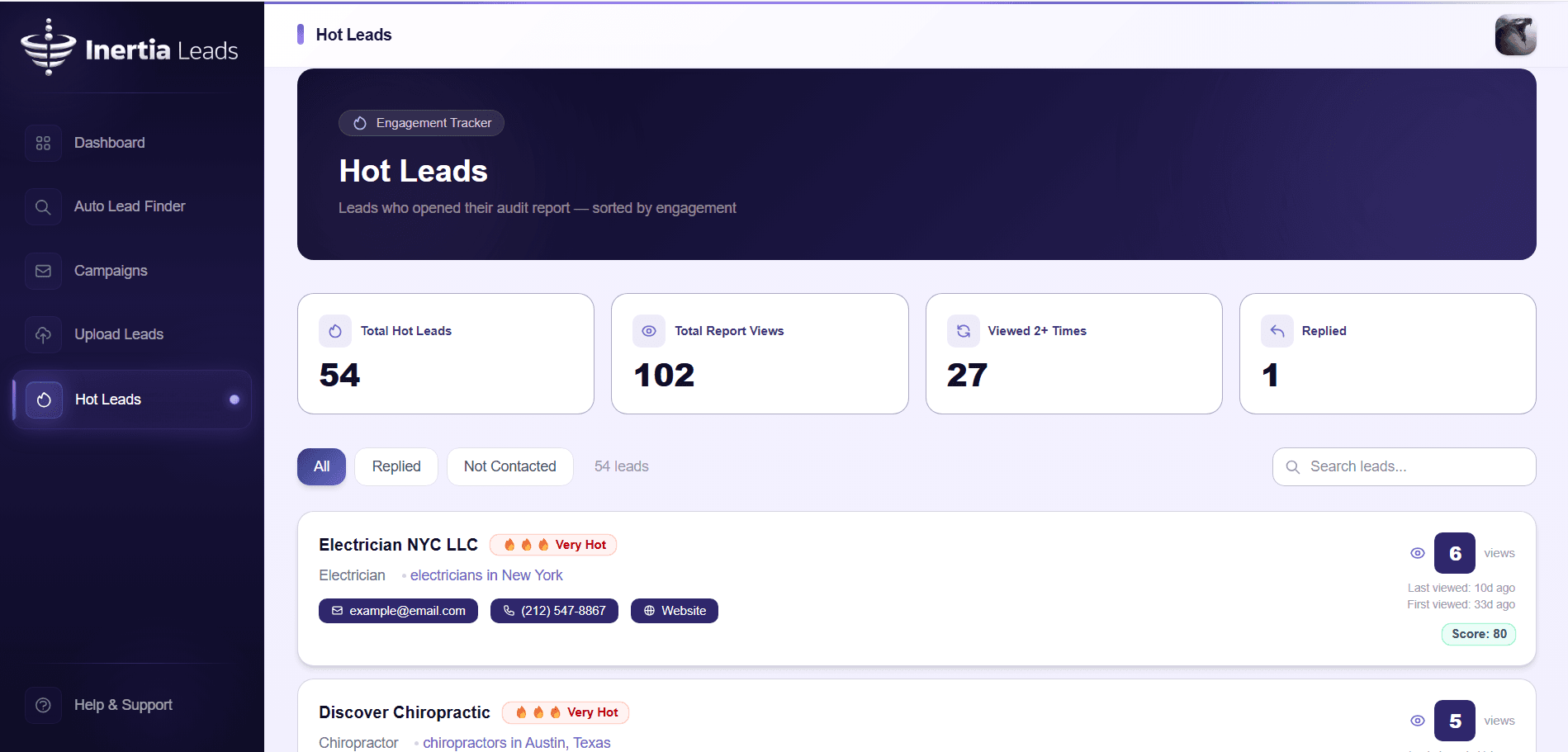 Hot Leads & Engagement Tracking